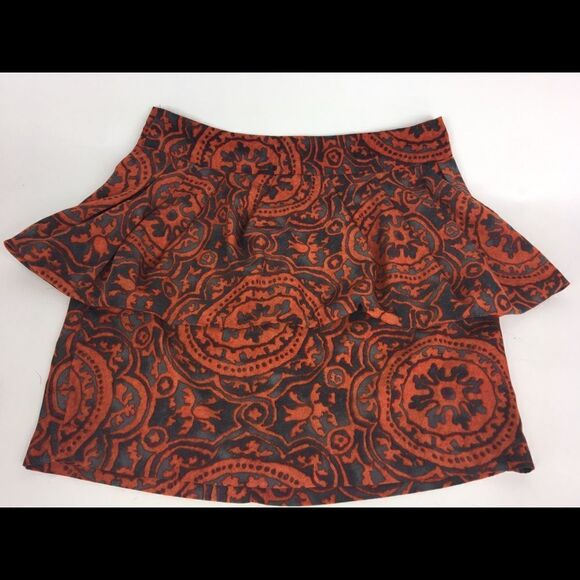Mustard seed peplum SKIRT ORANGE Ruffle SMALL - Picture 1 of 6